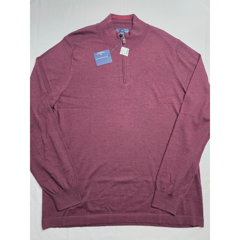 Joseph Abboud Sweater Men 4XL Tall Burgundy Tight Knit Mock Neck Quarter Zip NWT